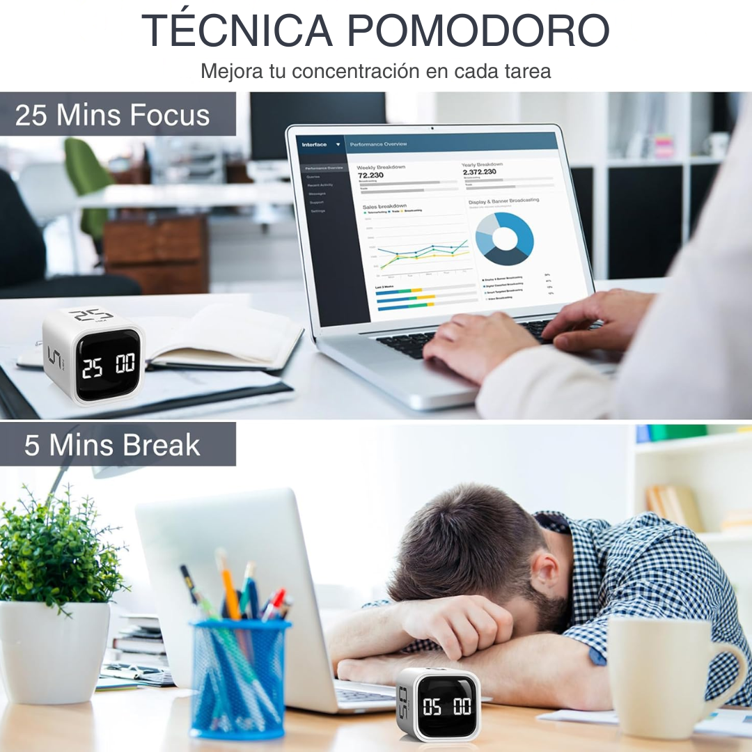 Focus Cube – Temporizador Pomodoro Giratorio